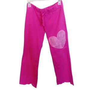 Y2K La Senza Girl Sweatpants Heart Peace Sign Lounge Sweatpants Hot Pink Girls L